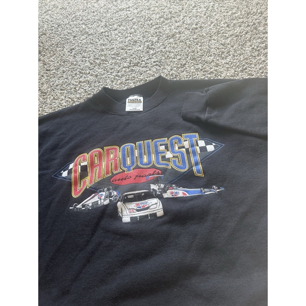 Tultex VTG 90s Carquest Auto Parts Black Long Sleeve Crewneck Sweatshirt Size L